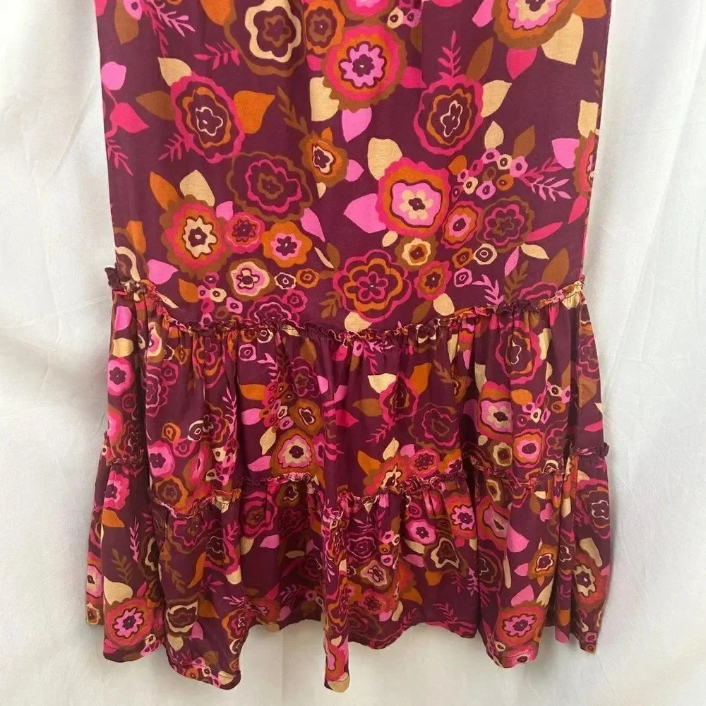 Gap Dress, Drop Waist, Tiered Bottom, Floral Print, Purple, Pink, Size 10, Large